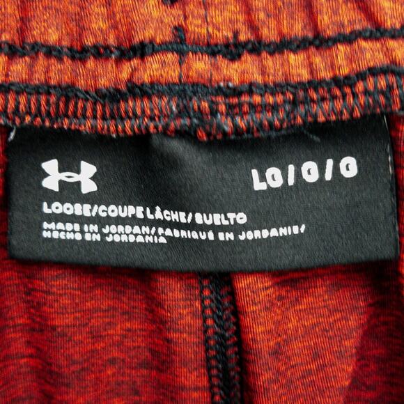 Under Armour Gym Shorts Men's Large Red Black Logo Elastic Waist Drawstring - Picture 3 of 11